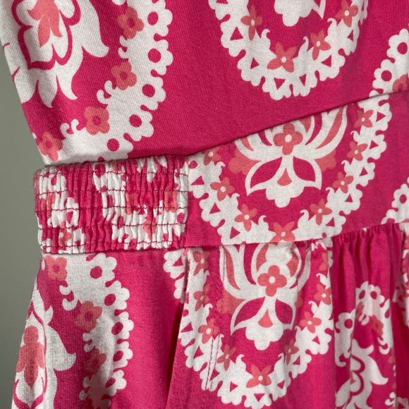 Boden Midi Dress Pink Cap Sleeve White Summer Beachy Resort Wear Pockets Size 6 - Picture 3 of 5